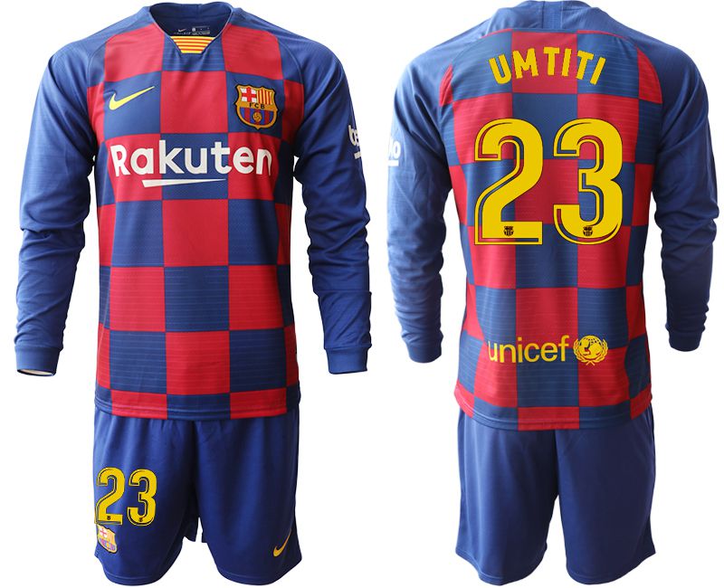 Men 2019-2020 club Barcelona home long sleeve #23 blue Soccer Jerseys->barcelona jersey->Soccer Club Jersey